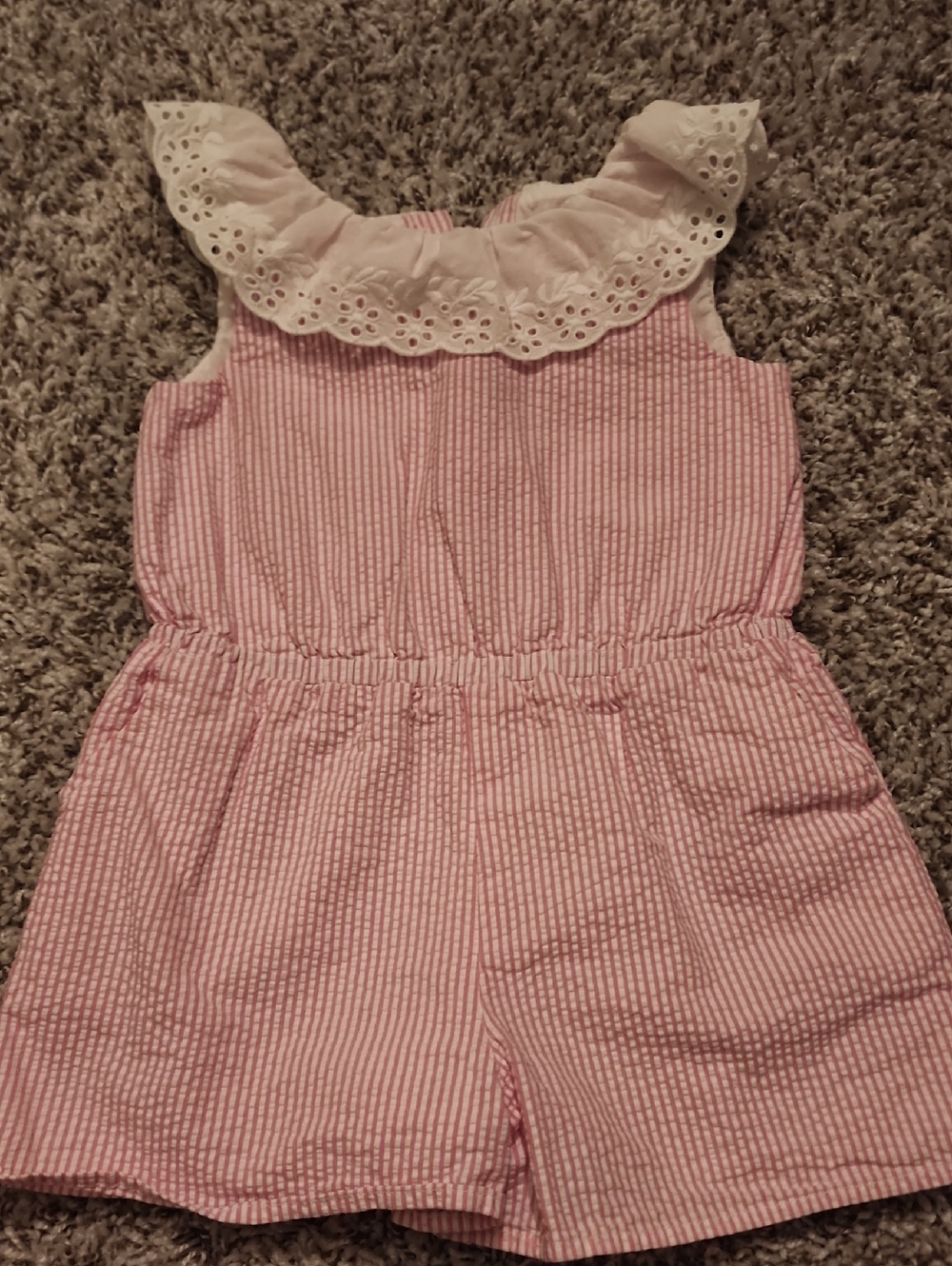 Janie And Jack Pink And White Striped Romper, Size 3T, VGUC